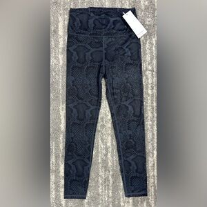 Anthropologie Allfenix Workout Leggings Sz S Navy Blue Snake Print 7/8 Length